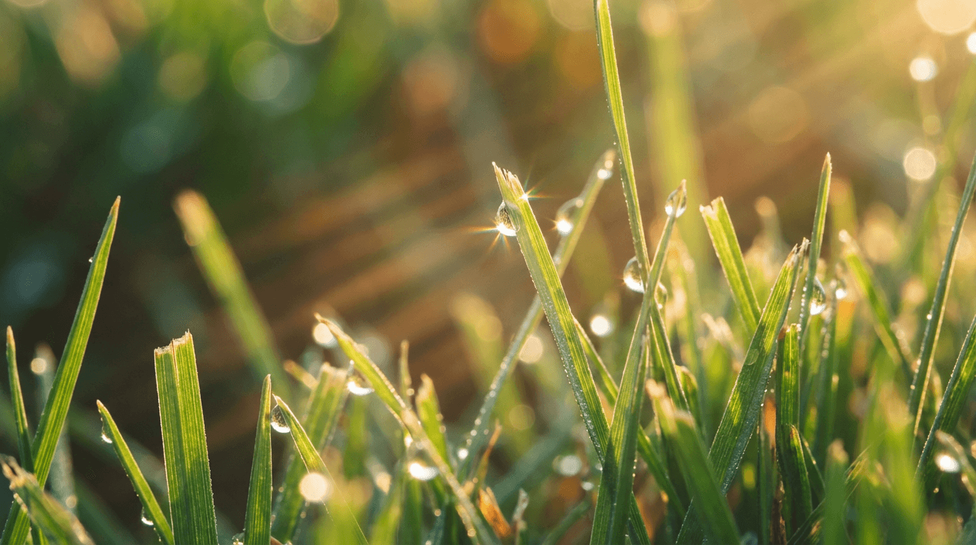 Close-up shot of healthy grass with clean mowing lines